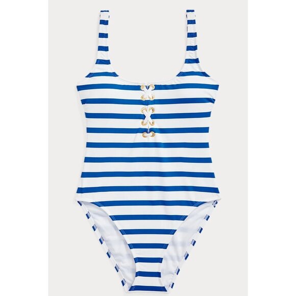 Ralph Lauren One-Piece Swinsuit Port Stripe Swimwear Nautical Tummy Control 10 - Picture 6 of 8